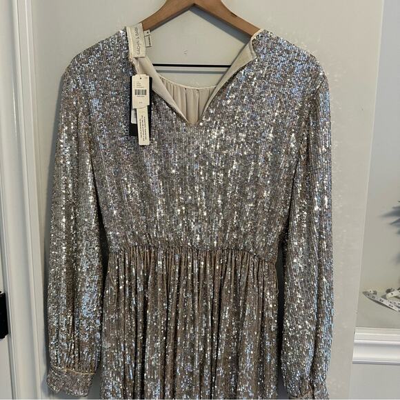 NWT Anthropologie Sachin & Babi Silver Sequin Mini Dress 4 - Picture 7 of 16
